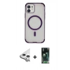 MARSİLYAN™- iPhone 11 Kılıf Eksen Klasik Koleksiyonu - Siyah 360 Mat Full Body Arka Koruyucu + Raze Metal Kamera Lens - GS