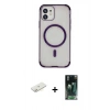 MARSİLYAN™- iPhone 11 Kılıf Eksen Klasik Koleksiyonu - Siyah 360 Mat Full Body Arka Koruyucu + Renkli Kamera Lens Koruma Cam - SI