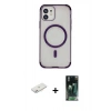 MARSİLYAN™- iPhone 11 Kılıf Eksen Klasik Koleksiyonu - Siyah 360 Mat Full Body Arka Koruyucu + Renkli Kamera Lens Koruma Cam - PE