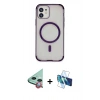 MARSİLYAN™- iPhone 11 Kılıf Eksen Klasik Koleksiyonu - Siyah 3D Antistatik Cam Ekran Koruyucu + Raze Metal Kamera Lens - KI