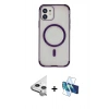 MARSİLYAN™- iPhone 11 Kılıf Eksen Klasik Koleksiyonu - Siyah 3D Antistatik Cam Ekran Koruyucu + Raze Metal Kamera Lens - GS