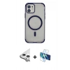 MARSİLYAN™- iPhone 11 Kılıf Eksen Klasik Koleksiyonu - Siyah 3D Antistatik Cam Ekran Koruyucu + Raze Metal Kamera Lens - GS