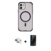 MARSİLYAN™- iPhone 11 Kılıf Eksen Klasik Koleksiyonu - Siyah 3D Antistatik Hayalet Cam Ekran Koruyucu + Pers Alüminyum Kamera Lens - YL