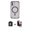 MARSİLYAN™- iPhone 11 Kılıf Eksen Klasik Koleksiyonu - Siyah 3D Antistatik Mat Seramik Nano Ekran Koruyucu + PVD Metal Kamera Lens - MI