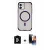 MARSİLYAN™- iPhone 11 Kılıf Eksen Klasik Koleksiyonu - Siyah 3D Antistatik Mat Seramik Nano Ekran Koruyucu + PVD Metal Kamera Lens - TU
