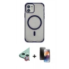 MARSİLYAN™- iPhone 11 Kılıf Eksen Klasik Koleksiyonu - Siyah 3D Antistatik Mat Seramik Nano Ekran Koruyucu + Raze Metal Kamera Lens - KI