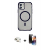 MARSİLYAN™- iPhone 11 Kılıf Eksen Klasik Koleksiyonu - Siyah 3D Antistatik Mat Seramik Nano Ekran Koruyucu + Pers Alüminyum Kamera Lens - GD