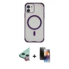 MARSİLYAN™- iPhone 11 Kılıf Eksen Klasik Koleksiyonu - Siyah 3D Antistatik Mat Seramik Nano Ekran Koruyucu + Raze Metal Kamera Lens - KI