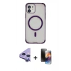 MARSİLYAN™- iPhone 11 Kılıf Eksen Klasik Koleksiyonu - Siyah 3D Antistatik Mat Seramik Nano Ekran Koruyucu + Raze Metal Kamera Lens - MR