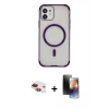 MARSİLYAN™- iPhone 11 Kılıf Eksen Klasik Koleksiyonu - Siyah 3D Antistatik Mat Seramik Nano Ekran Koruyucu + Pers Alüminyum Kamera Lens - KI