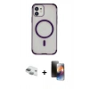 MARSİLYAN™- iPhone 11 Kılıf Eksen Klasik Koleksiyonu - Siyah 3D Antistatik Mat Seramik Nano Ekran Koruyucu + Pers Alüminyum Kamera Lens - YL