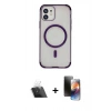 MARSİLYAN™- iPhone 11 Kılıf Eksen Klasik Koleksiyonu - Siyah 3D Antistatik Mat Seramik Nano Ekran Koruyucu + Kamera Lens Koruma Cam - SF