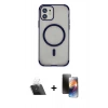 MARSİLYAN™- iPhone 11 Kılıf Eksen Klasik Koleksiyonu - Siyah 3D Antistatik Mat Seramik Nano Ekran Koruyucu + Kamera Lens Koruma Cam - SF