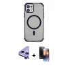 MARSİLYAN™- iPhone 11 Kılıf Eksen Klasik Koleksiyonu - Siyah 3D Antistatik Mat Seramik Nano Ekran Koruyucu + Raze Metal Kamera Lens - MR
