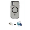 MARSİLYAN™- iPhone 11 Kılıf Eksen Klasik Koleksiyonu - Siyah 3D Antistatik Seramik Nano Ekran Koruyucu + Pers Alüminyum Kamera Lens - GD