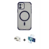 MARSİLYAN™- iPhone 11 Kılıf Eksen Klasik Koleksiyonu - Siyah 3D Antistatik Seramik Nano Ekran Koruyucu + Pers Alüminyum Kamera Lens - GD