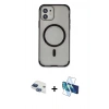 MARSİLYAN™- iPhone 11 Kılıf Eksen Klasik Koleksiyonu - Siyah 3D Antistatik Seramik Nano Ekran Koruyucu + Pers Alüminyum Kamera Lens - LT