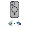 MARSİLYAN™- iPhone 11 Kılıf Eksen Klasik Koleksiyonu - Siyah 3D Antistatik Seramik Nano Ekran Koruyucu + Raze Metal Kamera Lens - MI