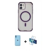 MARSİLYAN™- iPhone 11 Kılıf Eksen Klasik Koleksiyonu - Siyah 3D Antistatik Seramik Nano Ekran Koruyucu + Neon Fosforlu Kamera Lens - MI