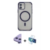 MARSİLYAN™- iPhone 11 Kılıf Eksen Klasik Koleksiyonu - Siyah 3D Antistatik Seramik Nano Ekran Koruyucu + Raze Metal Kamera Lens - MR