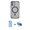 MARSİLYAN™- iPhone 11 Kılıf Eksen Klasik Koleksiyonu - Siyah 3D Antistatik Seramik Nano Ekran Koruyucu + Neon Fosforlu Kamera Lens - MI