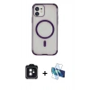 MARSİLYAN™- iPhone 11 Kılıf Eksen Klasik Koleksiyonu - Siyah 3D Antistatik Seramik Nano Ekran Koruyucu + PVD Metal Kamera Lens - SH