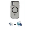 MARSİLYAN™- iPhone 11 Kılıf Eksen Klasik Koleksiyonu - Siyah 3D Antistatik Seramik Nano Ekran Koruyucu + Pers Alüminyum Kamera Lens - GI