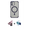 MARSİLYAN™- iPhone 11 Kılıf Eksen Klasik Koleksiyonu - Siyah 3D Antistatik Seramik Nano Ekran Koruyucu + Raze Metal Kamera Lens - SH