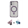 MARSİLYAN™- iPhone 11 Kılıf Eksen Klasik Koleksiyonu - Siyah 3D Antistatik Seramik Nano Ekran Koruyucu + Raze Metal Kamera Lens - SH