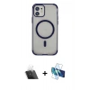 MARSİLYAN™- iPhone 11 Kılıf Eksen Klasik Koleksiyonu - Siyah 3D Antistatik Seramik Nano Ekran Koruyucu + Şeffaf Kamera Lens Koruma Cam