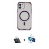 MARSİLYAN™- iPhone 11 Kılıf Eksen Klasik Koleksiyonu - Siyah 3D Antistatik Seramik Nano Ekran Koruyucu + Şeffaf Kamera Lens Koruma Cam