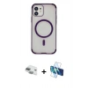 MARSİLYAN™- iPhone 11 Kılıf Eksen Klasik Koleksiyonu - Siyah 3D Antistatik Seramik Nano Ekran Koruyucu + Pers Alüminyum Kamera Lens - YL