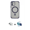 MARSİLYAN™- iPhone 11 Kılıf Eksen Klasik Koleksiyonu - Siyah 3D Antistatik Seramik Nano Ekran Koruyucu + Pers Alüminyum Kamera Lens - YL