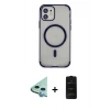 MARSİLYAN™- iPhone 11 Kılıf Eksen Klasik Koleksiyonu - Siyah 6D Antistatik Mat Seramik Hayalet Nano Ekran Koruyucu + Raze Metal Kamera Lens - MI