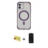 MARSİLYAN™- iPhone 11 Kılıf Eksen Klasik Koleksiyonu - Siyah 6D Antistatik Mat Seramik Hayalet Nano Ekran Koruyucu + Rainbow Kamera Lens Koruma Cam - KI