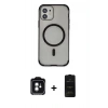 MARSİLYAN™- iPhone 11 Kılıf Eksen Klasik Koleksiyonu - Siyah 6D Antistatik Mat Seramik Hayalet Nano Ekran Koruyucu + PVD Metal Kamera Lens - YL