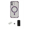 MARSİLYAN™- iPhone 11 Kılıf Eksen Klasik Koleksiyonu - Siyah 6D Antistatik Mat Seramik Hayalet Nano Ekran Koruyucu + Renkli Kamera Lens Koruma Cam - SI