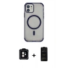 MARSİLYAN™- iPhone 11 Kılıf Eksen Klasik Koleksiyonu - Siyah 6D Antistatik Mat Seramik Hayalet Nano Ekran Koruyucu + PVD Metal Kamera Lens - TU