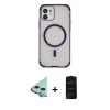 MARSİLYAN™- iPhone 11 Kılıf Eksen Klasik Koleksiyonu - Siyah 6D Antistatik Mat Seramik Hayalet Nano Ekran Koruyucu + Raze Metal Kamera Lens - MI