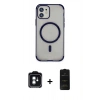 MARSİLYAN™- iPhone 11 Kılıf Eksen Klasik Koleksiyonu - Siyah 6D Antistatik Mat Seramik Hayalet Nano Ekran Koruyucu + PVD Metal Kamera Lens - YL