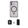 MARSİLYAN™- iPhone 11 Kılıf Eksen Klasik Koleksiyonu - Siyah 6D Antistatik Mat Seramik Hayalet Nano Ekran Koruyucu + PVD Metal Kamera Lens - TU