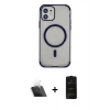 MARSİLYAN™- iPhone 11 Kılıf Eksen Klasik Koleksiyonu - Siyah 6D Antistatik Mat Seramik Hayalet Nano Ekran Koruyucu + Kamera Lens Koruma Cam - SF