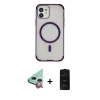 MARSİLYAN™- iPhone 11 Kılıf Eksen Klasik Koleksiyonu - Siyah 6D Antistatik Mat Seramik Hayalet Nano Ekran Koruyucu + Raze Metal Kamera Lens - KI