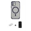 MARSİLYAN™- iPhone 11 Kılıf Eksen Klasik Koleksiyonu - Siyah 6D Antistatik Mat Seramik Hayalet Nano Ekran Koruyucu + Renkli Kamera Lens Koruma Cam - SI