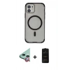 MARSİLYAN™- iPhone 11 Kılıf Eksen Klasik Koleksiyonu - Siyah 6D Antistatik Mat Seramik Hayalet Nano Ekran Koruyucu + Raze Metal Kamera Lens - KI