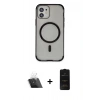 MARSİLYAN™- iPhone 11 Kılıf Eksen Klasik Koleksiyonu - Siyah 6D Antistatik Mat Seramik Hayalet Nano Ekran Koruyucu + Kamera Lens Koruma Cam - SF
