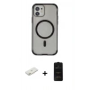 MARSİLYAN™- iPhone 11 Kılıf Eksen Klasik Koleksiyonu - Siyah 6D Antistatik Mat Seramik Hayalet Nano Ekran Koruyucu + Renkli Kamera Lens Koruma Cam - TU