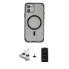 MARSİLYAN™- iPhone 11 Kılıf Eksen Klasik Koleksiyonu - Siyah 6D Antistatik Mat Seramik Hayalet Nano Ekran Koruyucu + Raze Metal Kamera Lens - GS