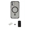 MARSİLYAN™- iPhone 11 Kılıf Eksen Klasik Koleksiyonu - Siyah 6D Antistatik Mat Seramik Hayalet Nano Ekran Koruyucu + Renkli Kamera Lens Koruma Cam - SI