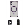 MARSİLYAN™- iPhone 11 Kılıf Eksen Klasik Koleksiyonu - Siyah 6D Antistatik Mat Seramik Hayalet Nano Ekran Koruyucu + PVD Metal Kamera Lens - YL